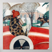 Meisje en pug in een auto poster (Voorkant)