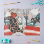 Meisje en pug in een auto tissuepapier (Craft)