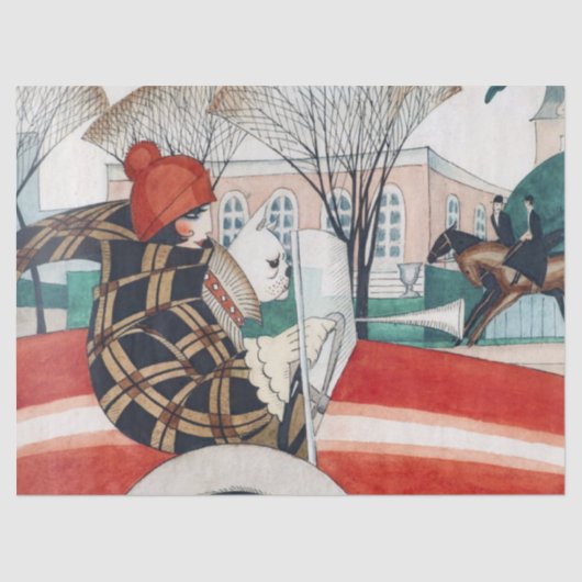 Meisje en pug in een auto tissuepapier (Voorkant)