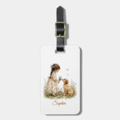 Meisje en Puppy Bagagelabel (Voorkant verticaal)