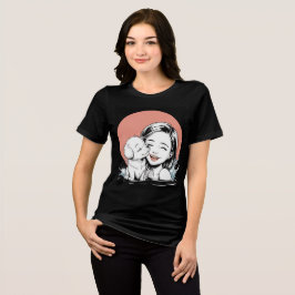 Meisje en puppy delen vreugdevol moment in het wat Tri-Blend shirt