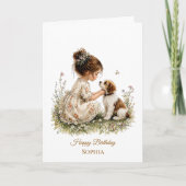 Meisje en Puppy Kaart (Voorkant)