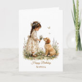 Meisje en Puppy Kaart (Voorkant)