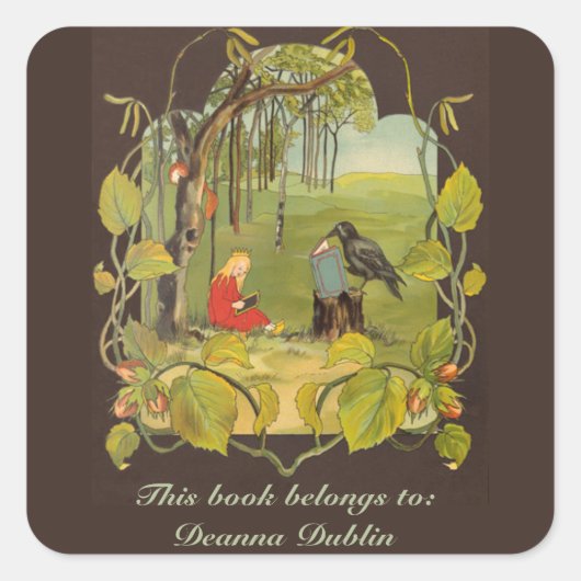  Meisje en Raven Leesboeken Vierkante Sticker (Voorkant)