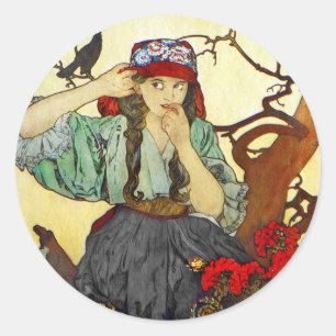 Meisje en Raven Moraviair Teacher Choir Ronde Sticker