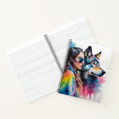 Meisje en regenboog wolf notitieboek (Binnen)