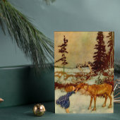 Meisje en rendier briefkaart