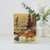 Meisje en rendier briefkaart (Staand voorkant)