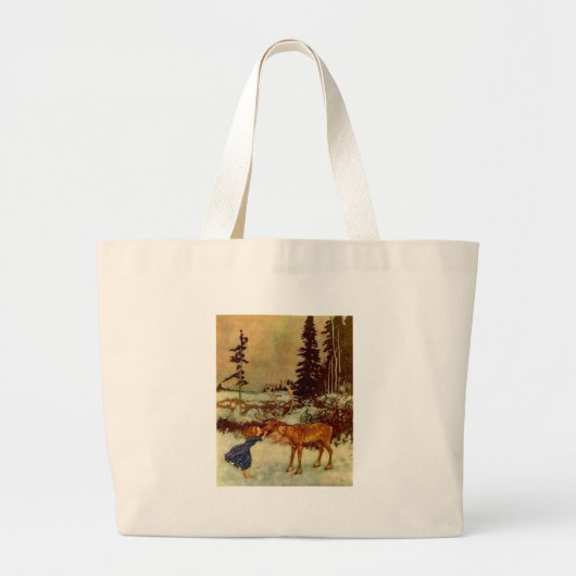 Meisje en rendier grote tote bag (Voorkant)