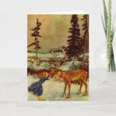 Meisje en rendierkerst 🎄 feestdagen kaart (Voorkant)