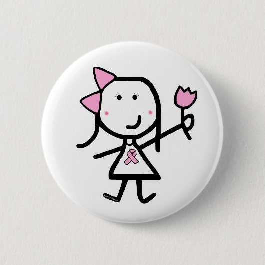 Meisje en Roze lint Ronde Button 5,7 Cm (Voorkant)