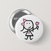 Meisje en Roze lint Ronde Button 5,7 Cm (Voorkant /achterkant)