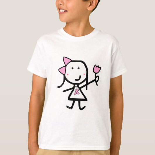 Meisje en Roze lint T-shirt (Voorkant)