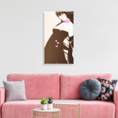 Meisje en roze roos canvas afdruk (Insitu (Woonkamer))