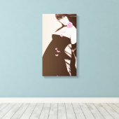 Meisje en roze roos canvas afdruk (Insitu (Houten vloer))