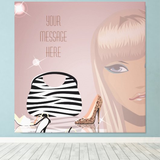 Meisje en schoenen verpakt canvas (Insitu (Houten vloer))