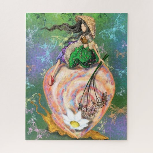 meisje en slak Fantasy Fairytale Legpuzzel (Verticaal)