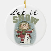 Meisje en Sneeuwman Laat het Sneeuw Keepsake Ornam Keramisch Ornament (Achterkant)