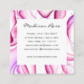 Meisje en Trendy Roze Paarse Witte Ink & Sparkles Vierkante Visitekaartje (Achterkant)