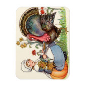 meisje en turkije ,  Thanksgiving Magneet (Verticaal)