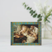 meisje en twee dogs grunge omwoeld briefkaart (Staand voorkant)