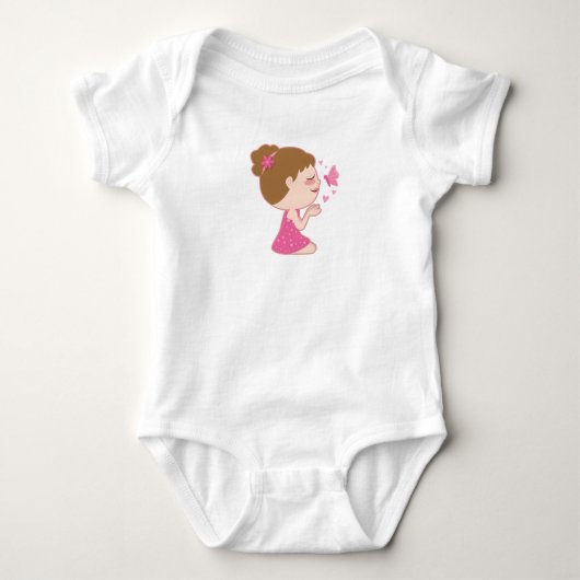 Meisje en vlinder Schattigee tekening Romper (Voorkant)