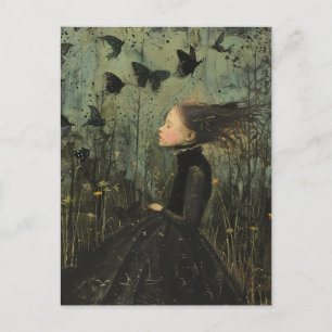 Meisje en vlinders Dark Fantasy Briefkaart