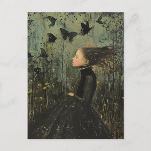 Meisje en vlinders Dark Fantasy Briefkaart (Voorkant)