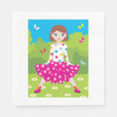 Meisje en vlinders papieren servetten (Voorkant)