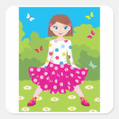 Meisje en vlinders Stickers (Voorkant)