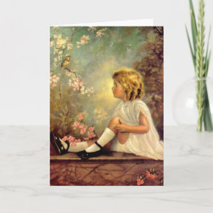 meisje en vogel kaart