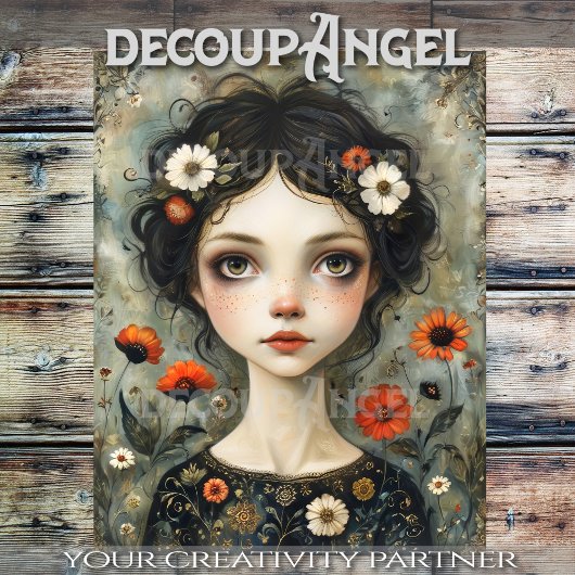 Meisje en Wildflowers Decoupage Tissuepapier