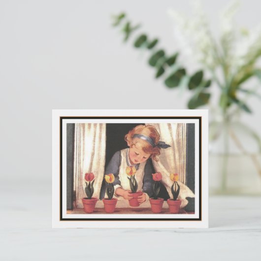  meisje en Windows box van Jessie Willcox Smith Briefkaart (Staand voorkant)