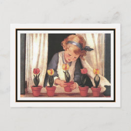  meisje en Windows box van Jessie Willcox Smith Briefkaart