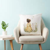 Meisje en witte kat kussen (Stoel)