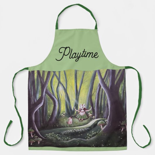 Meisje en wolfwelp whimsical kunst schort (Voorkant)