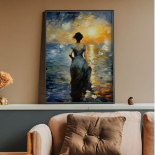 Meisje en Zee Impressionisme Foto Afdruk