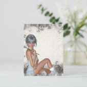 meisje en zilverdamper briefkaart (Staand voorkant)