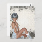 meisje en zilverdamper briefkaart (Voorkant / Achterkant)