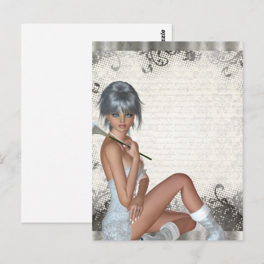  meisje en zilverdamper briefkaart (Voorkant / Achterkant)