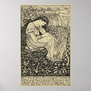  meisje en zwaan door Arthur Joseph Gaskin Poster