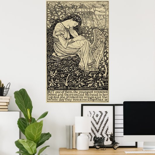 meisje en zwaan door Arthur Joseph Gaskin Poster (Thuiskantoor)