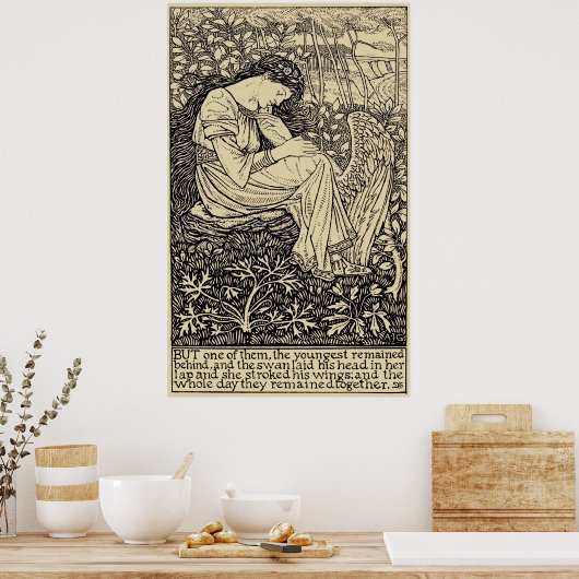  meisje en zwaan door Arthur Joseph Gaskin Poster (Keuken)