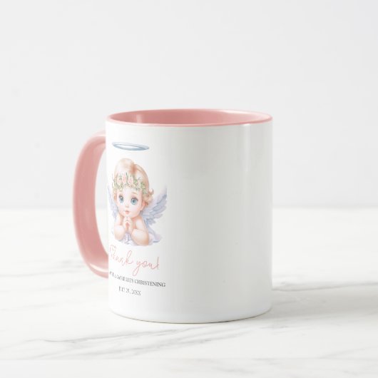 Meisje Engel doop doop Dank u voor uw gunst Mok (Voorkant links)