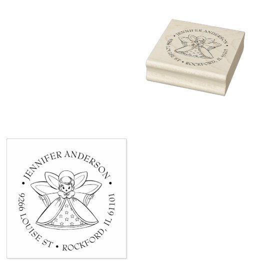 Meisje Engel Religieuze Vintage Christelijk Rubberstempel (Gestempeld)