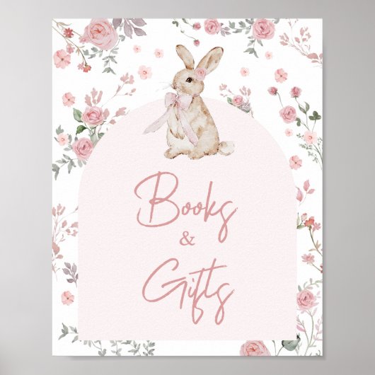 Meisje Enkele Bunny Baby shower Boeken en geschenk Poster (Voorkant)