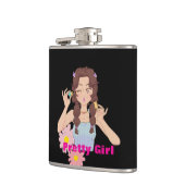  meisje esthetisch | Schattigee make-upillustratie Heupfles (Links)