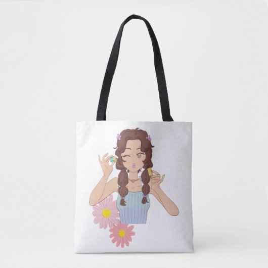  meisje esthetisch | Schattigee make-upillustratie Tote Bag (Voorkant)