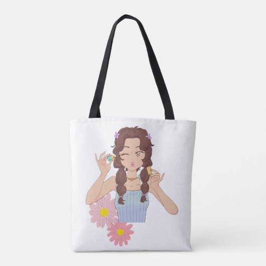  meisje esthetisch | Schattigee make-upillustratie Tote Bag (Achterkant)