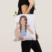  meisje esthetisch | Schattigee make-upillustratie Tote Bag (Dichtbij)